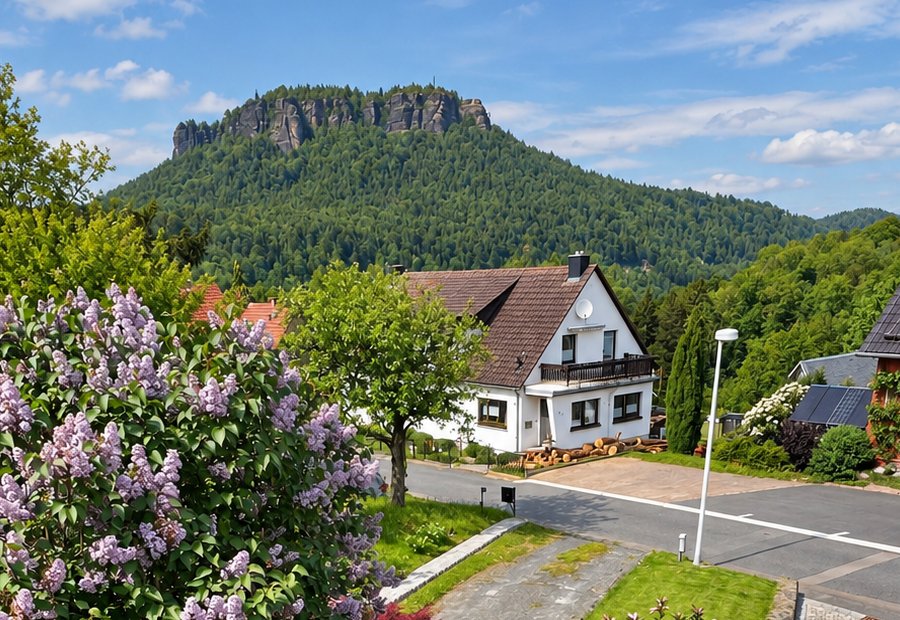 Lilienstein über Königstein, gesehen von der Terrasse